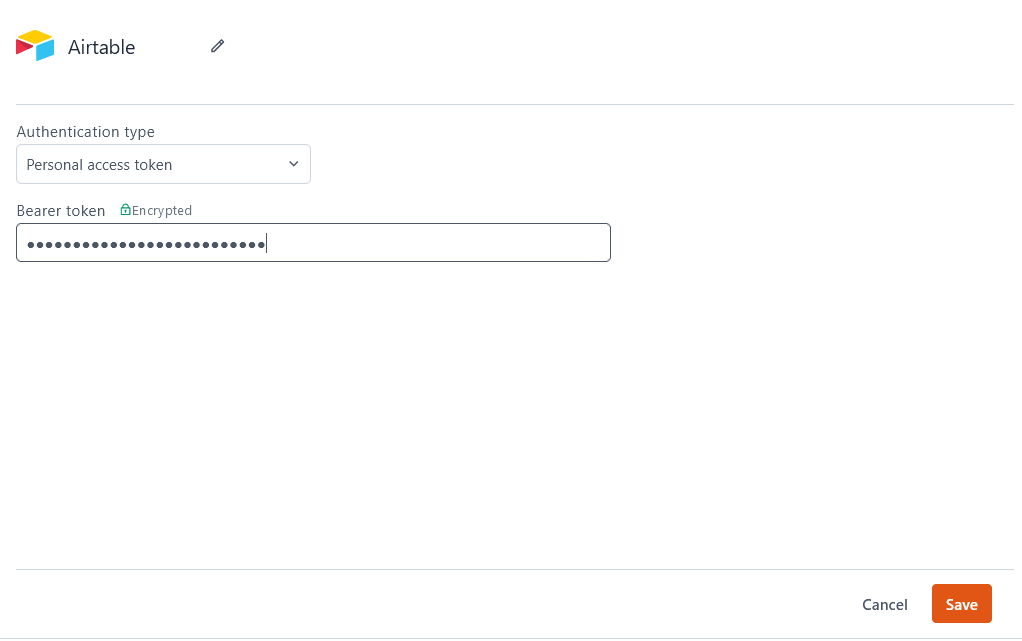 Configuring an Airtable datasource.